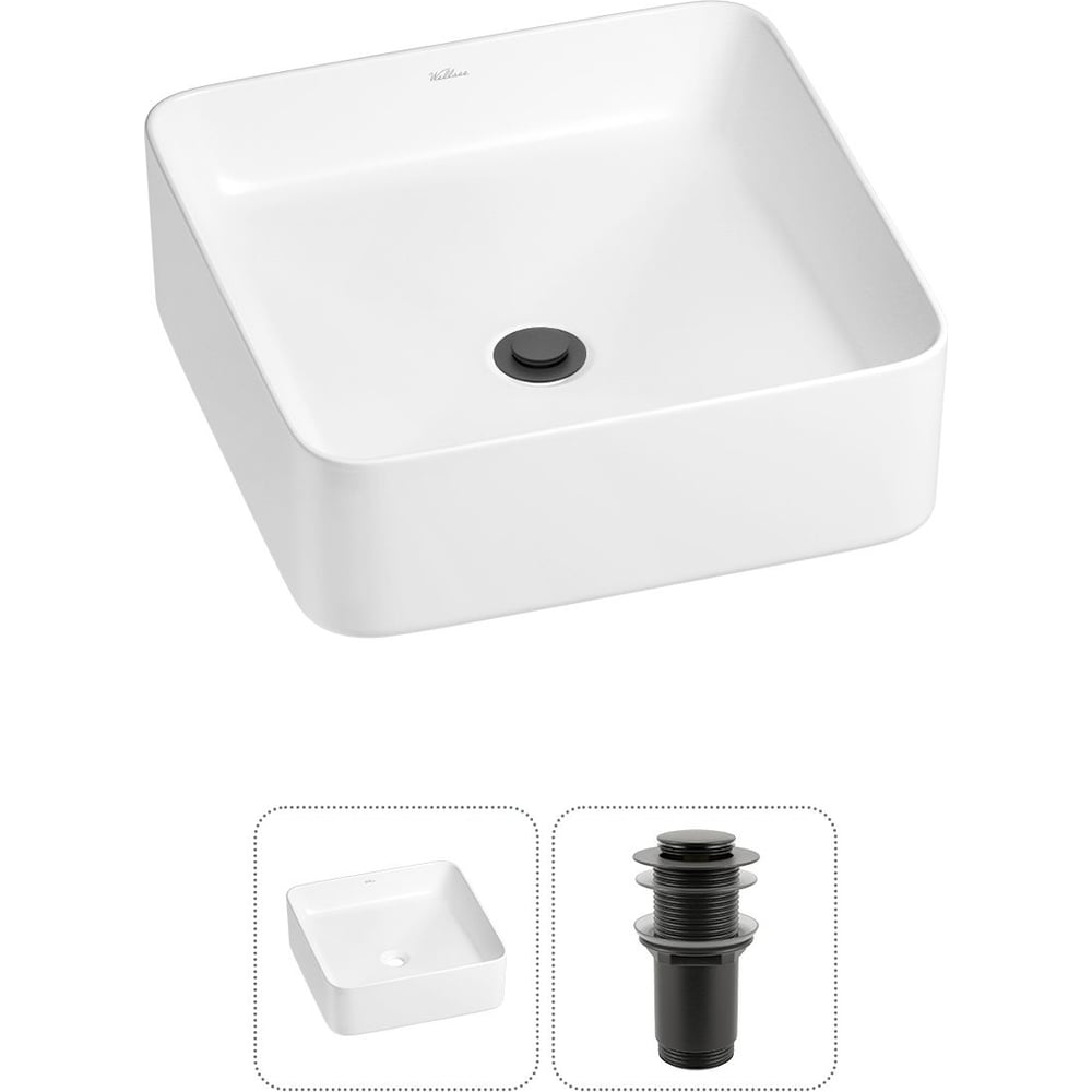 Изображение товара Накладная раковина Wellsee Mint 2 в 1 37x37 см фарфор глянцевый белый