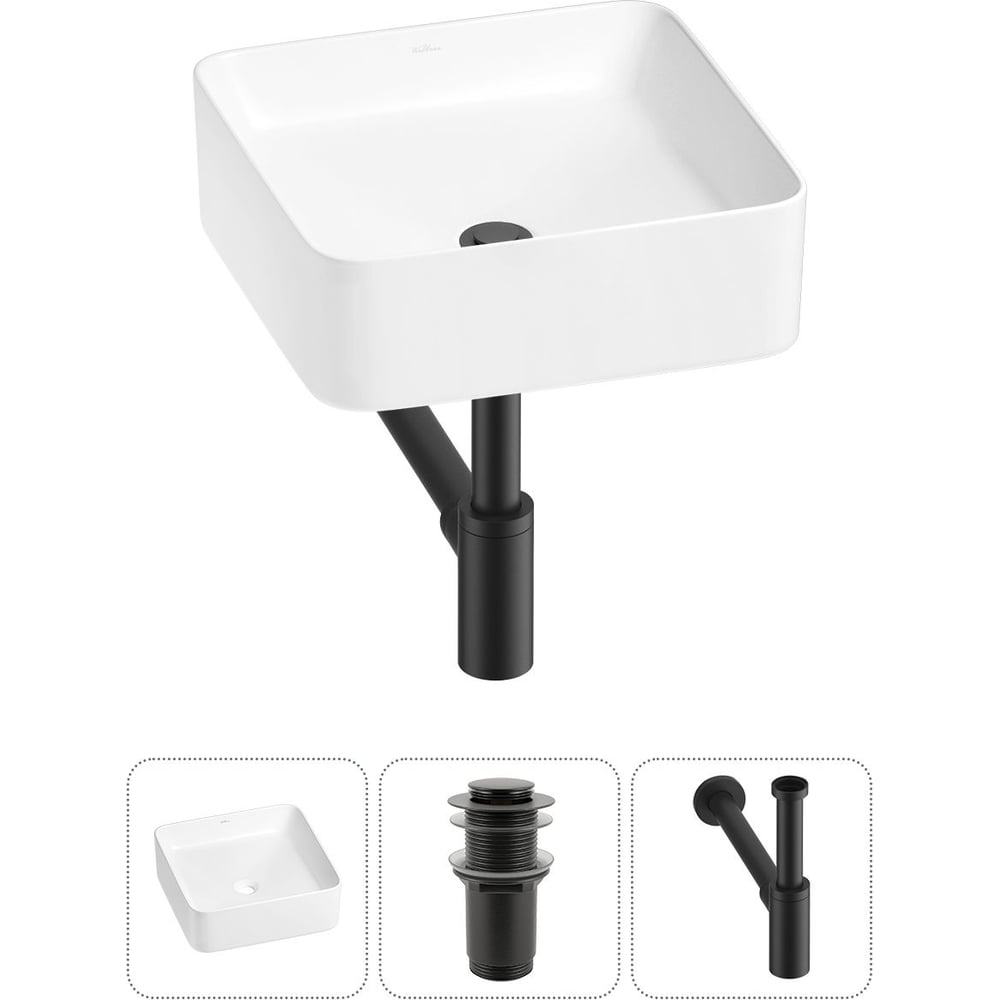 Изображение товара Набор раковина накладная Wellsee Mint 37x37 см фарфор водоотталкивающая