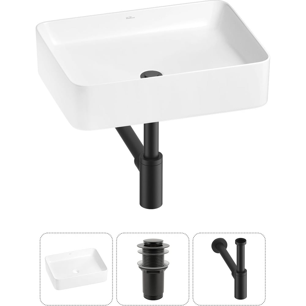 Изображение товара Набор Wellsee 3 в 1 Mint накладная раковина 50x38 см с сифоном