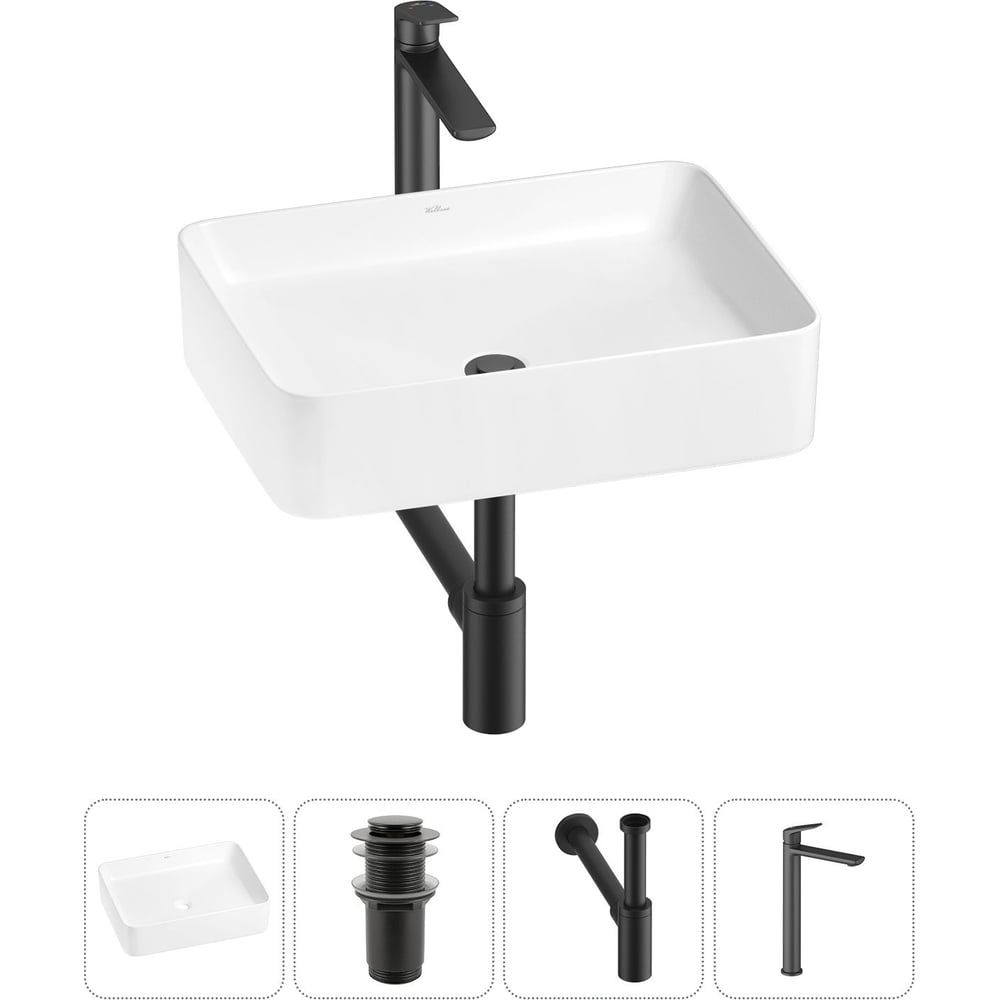 Изображение товара Накладная раковина Wellsee Mint 50x38 см с комплектом смесителя