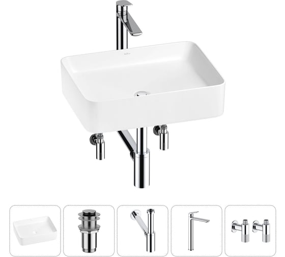 Изображение товара Набор Wellsee 5 в 1 Mint накладная раковина 50x38 см 20212489R