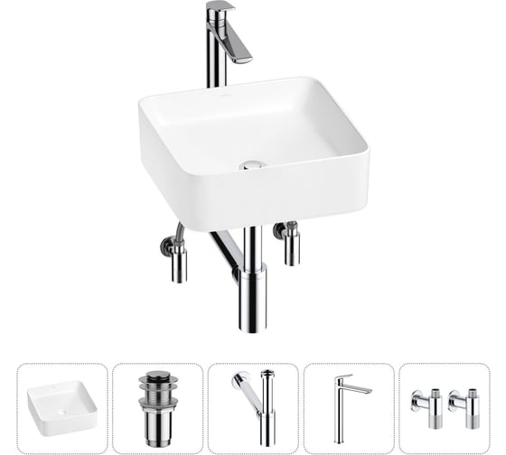 Изображение товара Набор Wellsee 5 в 1 Mint накладная раковина 37x37 см 20212461R