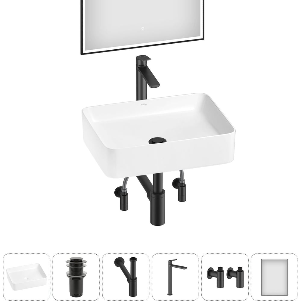 Изображение товара Накладная раковина Wellsee Mint 50x38 см современный дизайн пастельные цвета