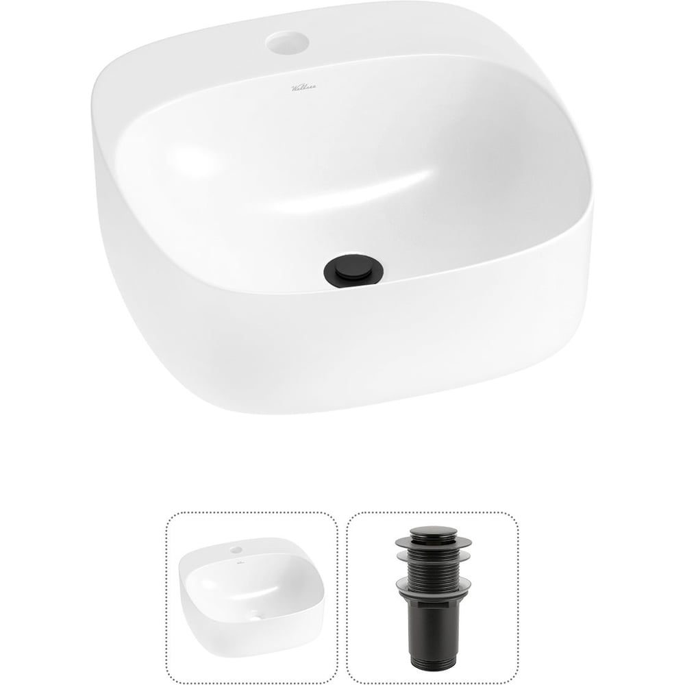 Изображение товара Накладная раковина Wellsee Ideal 42x42 см фарфор белая современная