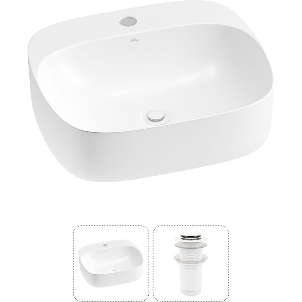 Изображение товара Набор Wellsee 2 в 1 Ideal накладная раковина 50x42 см матовая белая фарфор