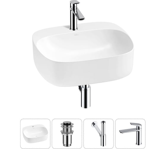 Изображение товара Набор Wellsee 4 в 1 Ideal накладная раковина 50x42 см 20214135R