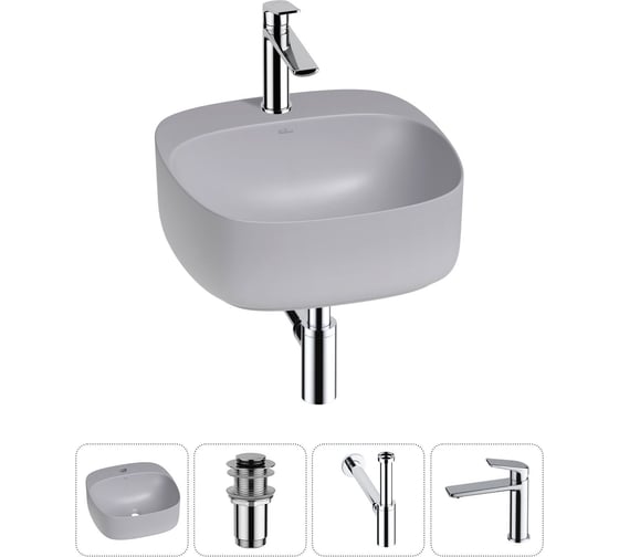 Изображение товара Набор Wellsee 4 в 1 Ideal накладная раковина 42x42 см 20214169R