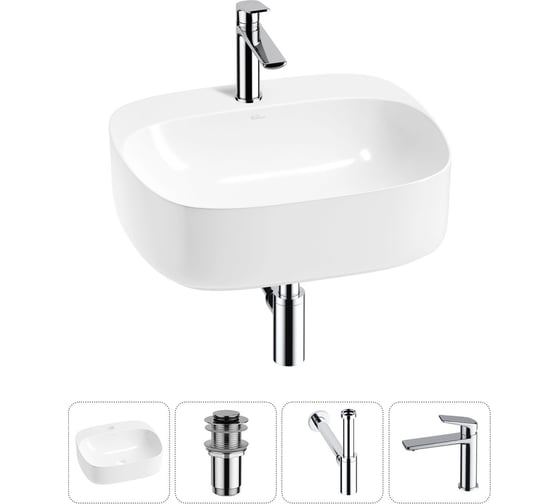 Изображение товара Набор Wellsee 4 в 1 Ideal накладная раковина 50x42 см 20214103R