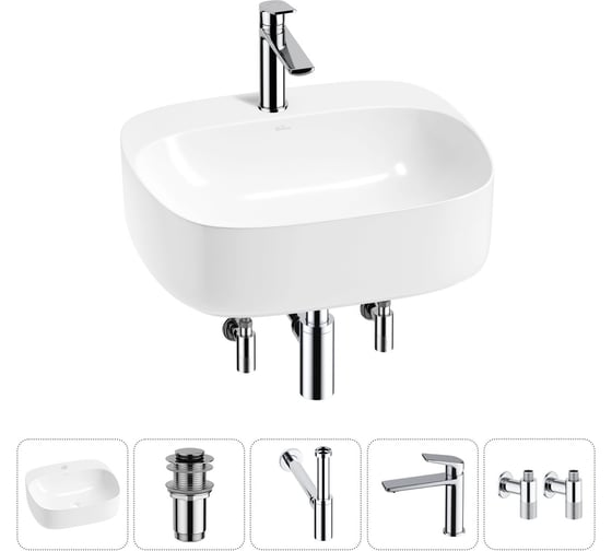 Изображение товара Набор Wellsee 5 в 1 Ideal накладная раковина 50x42 см 20214107R
