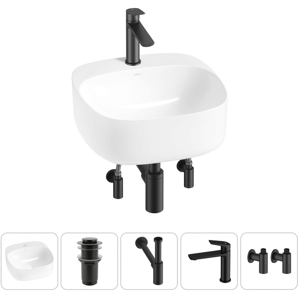 Изображение товара Набор Wellsee 5 в 1 Ideal накладная раковина 42x42 см