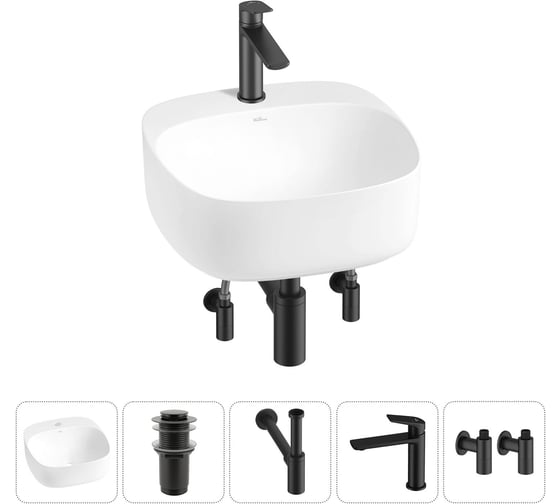 Изображение товара Набор Wellsee 5 в 1 Ideal накладная раковина 42x42 см 20214124R