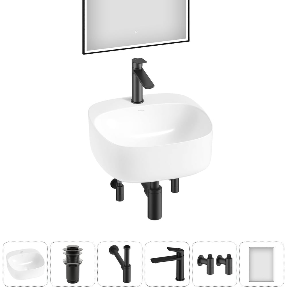 Изображение товара Набор Wellsee 6 в 1 Ideal для ванной включает раковину, смеситель и аксессуары