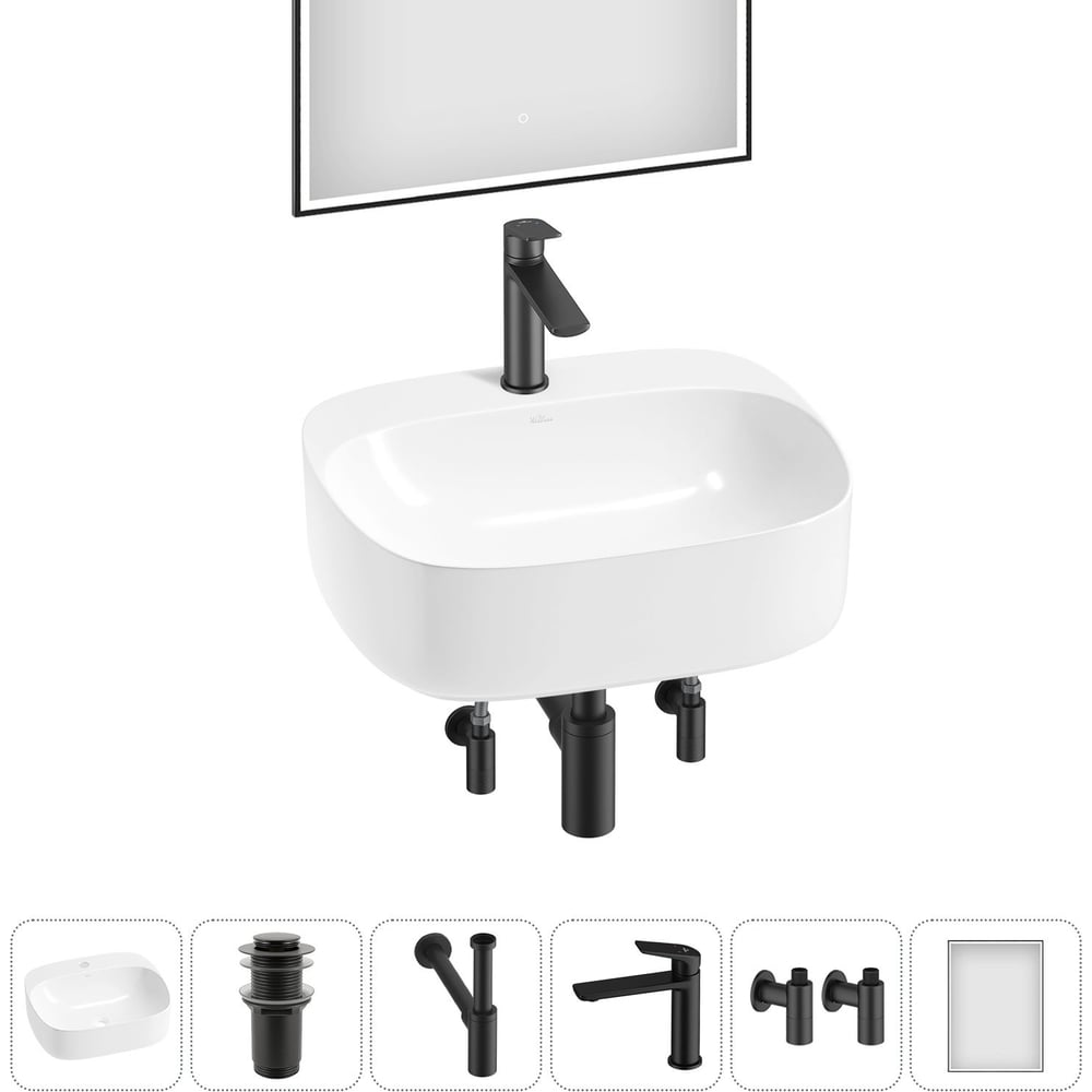 Изображение товара Набор Wellsee 6 в 1 Ideal накладная раковина 50x42 см современный стиль