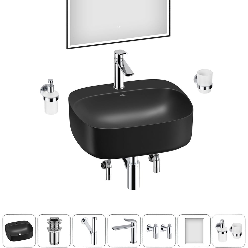 Изображение товара Набор Wellsee 7 в 1 Ideal накладная раковина 50x42 см современный стиль