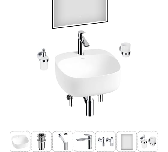 Изображение товара Набор Wellsee 7 в 1 Ideal накладная раковина 42x42 см 20218687R