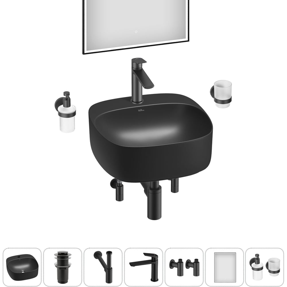 Изображение товара Набор Wellsee 7 в 1 Ideal накладная раковина 42x42 см 20218695R