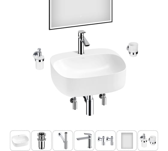 Изображение товара Набор Wellsee 7 в 1 Ideal накладная раковина 50x42 см 20218711R