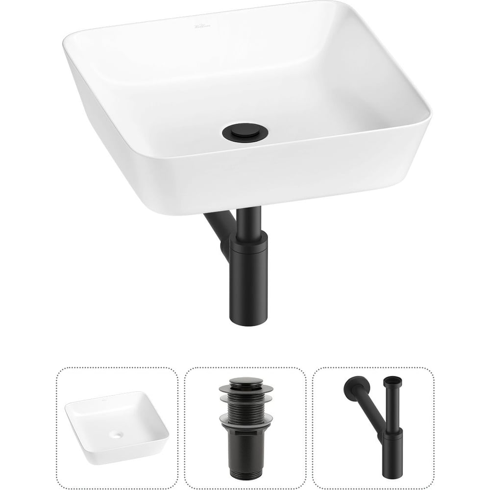 Изображение товара Накладная раковина Wellsee 3 в 1 Cromulent 44х44 см белая современный стиль