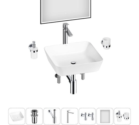 Изображение товара Набор Wellsee 7 в 1 Cromulent накладная раковина 44x44 см 20218991R