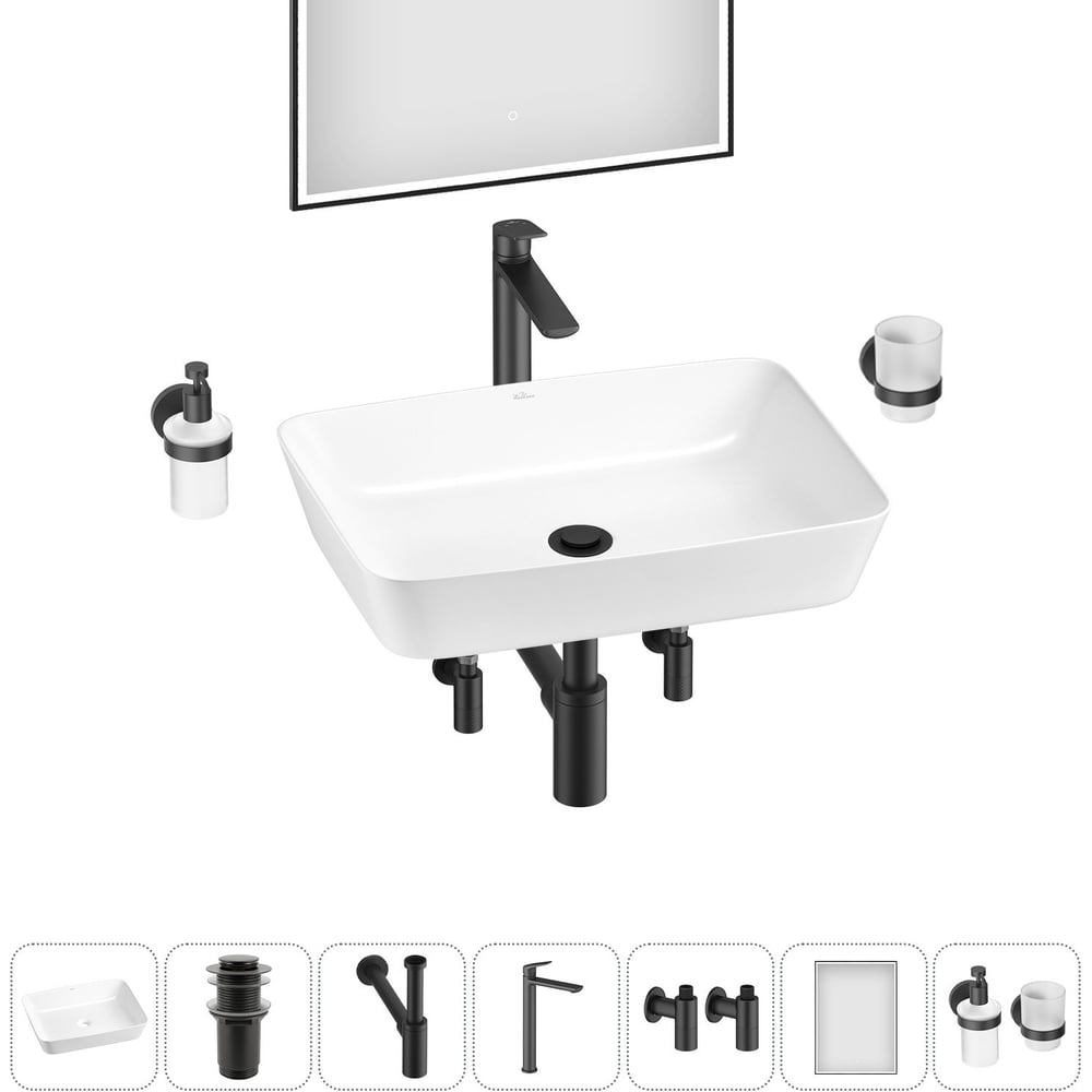 Изображение товара Набор для ванной Wellsee 7 в 1 Cromulent с раковиной и аксессуарами