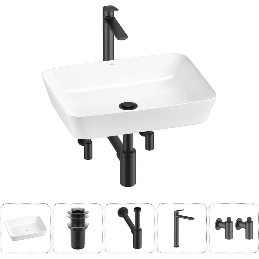 Изображение товара Набор Wellsee 5 в 1 Cromulent накладная раковина 56x40 см комплект