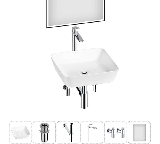 Изображение товара Набор Wellsee 6 в 1 Cromulent накладная раковина 44x44 см 20218987R