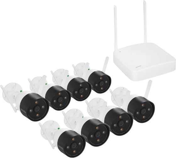 Изображение товара Система видеонаблюдения Tenda K8W-3TC 8 цилиндрических уличных IP-камеры CT6 и видеорегистратор, 2304x1296, 30 кадр./сек, CMOS, 3Мп, ночная съемка, датчик движения, IP66 10000129397