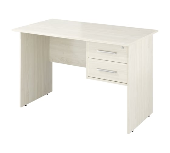 Изображение товара Стол Монолит Канцлер однотумбовый 2 ящика с замком (1180x650x750) Скандинавское дерево белое38 КЦ06.38