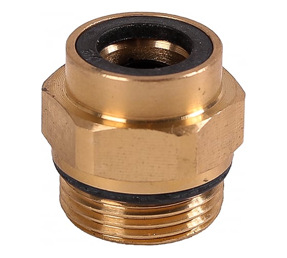 Изображение товара Соединитель трубки Крал ПВХ, полиамид d=12мм (наружная резьба) М22x1.5 прямой латунь (2 шт) 2492