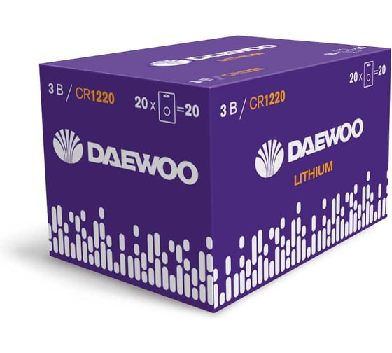 Изображение товара Батарейка DAEWOO Элемент питания литиевый CR1220 Lithium 3В BL-1 (упаковка 20шт) 5057951