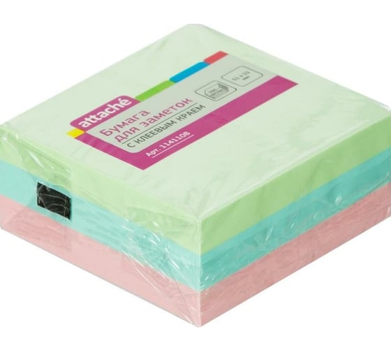 Изображение товара Стикеры Attache 51х51 мм пастельные 3 цвета, 1 блок, 300 листов 1141108