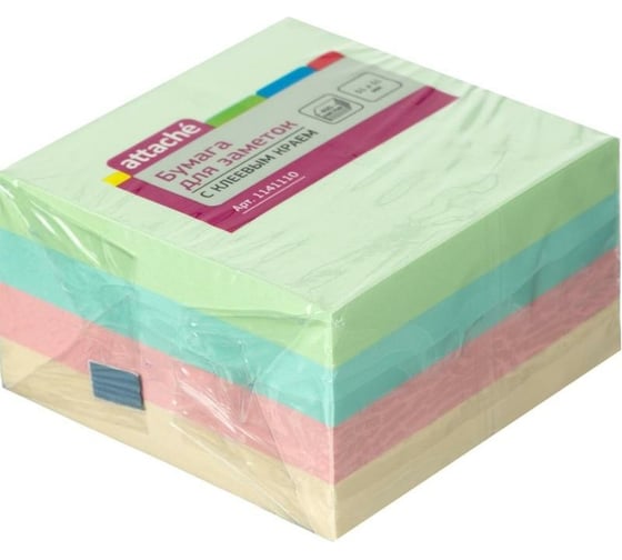 Изображение товара Стикеры Attache 51х51 мм пастельные 4 цвета, 1 блок, 400 листов 1141110