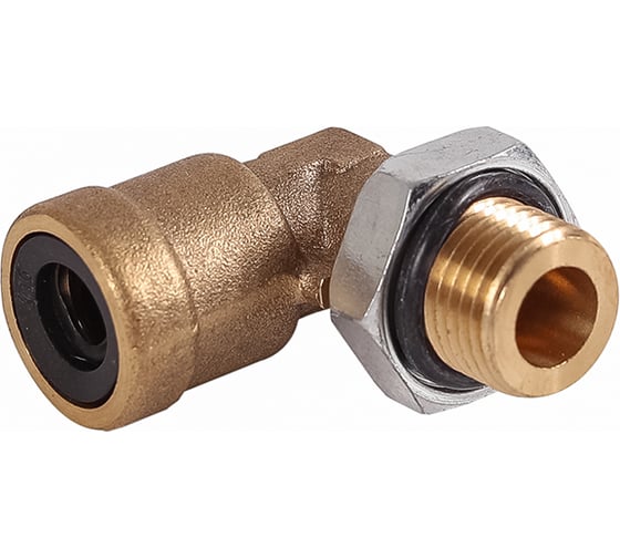 Изображение товара Соединитель трубки Крал ПВХ, полиамид d=6мм (наружная резьба) М8x1 угольник латунь (10 шт) 5664