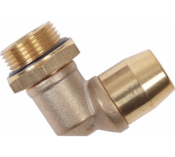 Изображение товара Соединитель трубки Крал ПВХ, полиамид d=10мм (наружная резьба) М22x1.5 угловой латунь 6814
