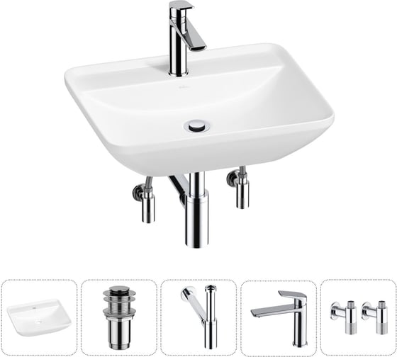 Изображение товара Набор Wellsee 5 в 1 Cute Twin S накладная раковина 55x42 см 20213382R