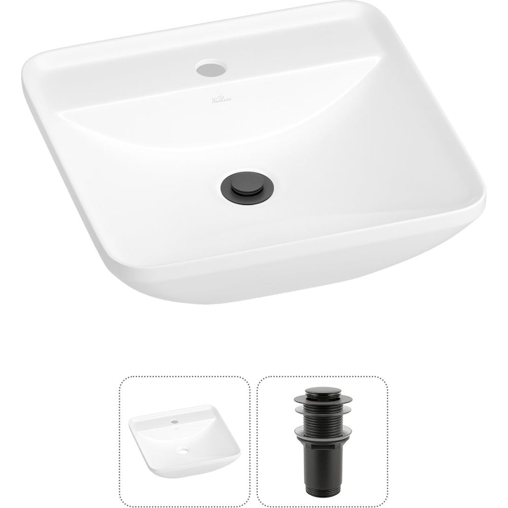 Изображение товара Накладная раковина Wellsee 2 в 1 Cute Twin S 43x43 см белая фарфор