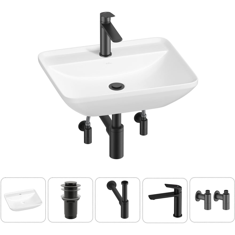 Изображение товара Набор Wellsee 5 в 1 Cute Twin S раковина с аксессуарами и смесителем