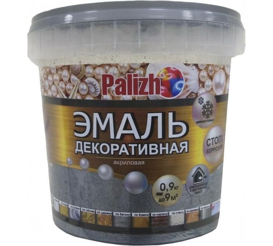 Изображение товара Акриловая декоративная эмаль PALIZH DE-91-0,9 (серебро №91; 0.9 кг) 11606247
