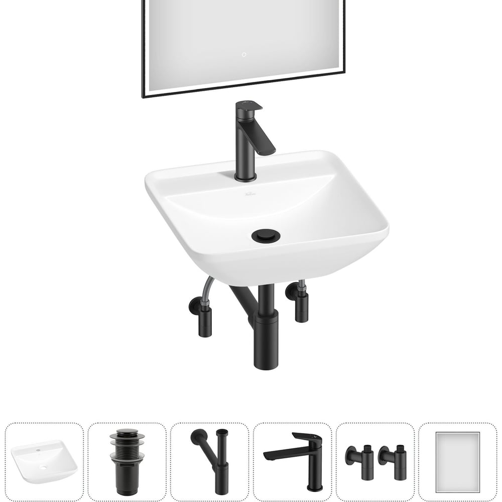 Изображение товара Набор Wellsee 6 в 1 Cute Twin S накладная раковина 43x43 см 20218964R