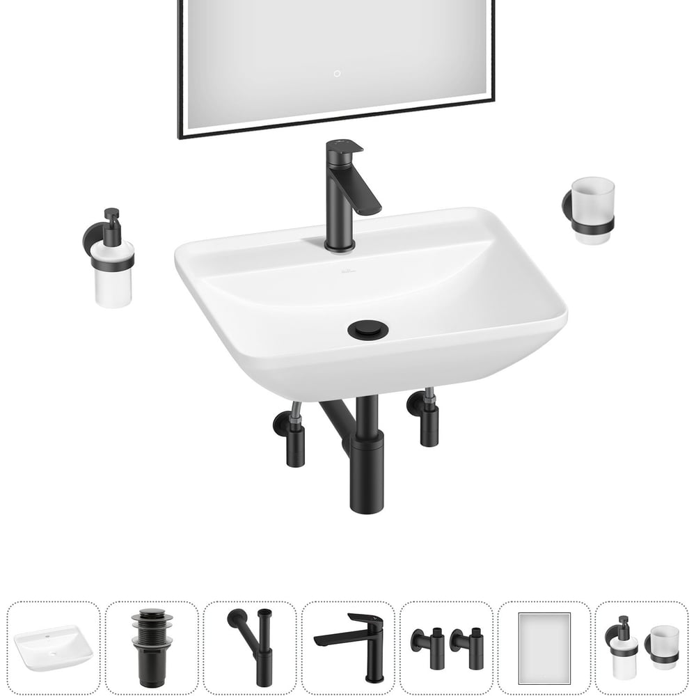 Изображение товара Набор Wellsee 7 в 1 Cute Twin S накладная раковина 55x42 см 20218976R