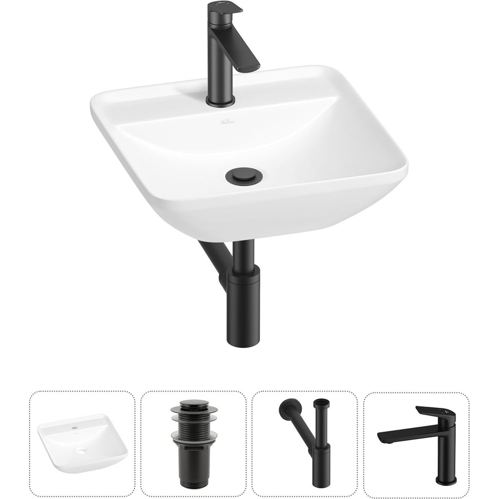 Изображение товара Накладная раковина Wellsee 4 в 1 Cute Twin S белый квадратный фарфор