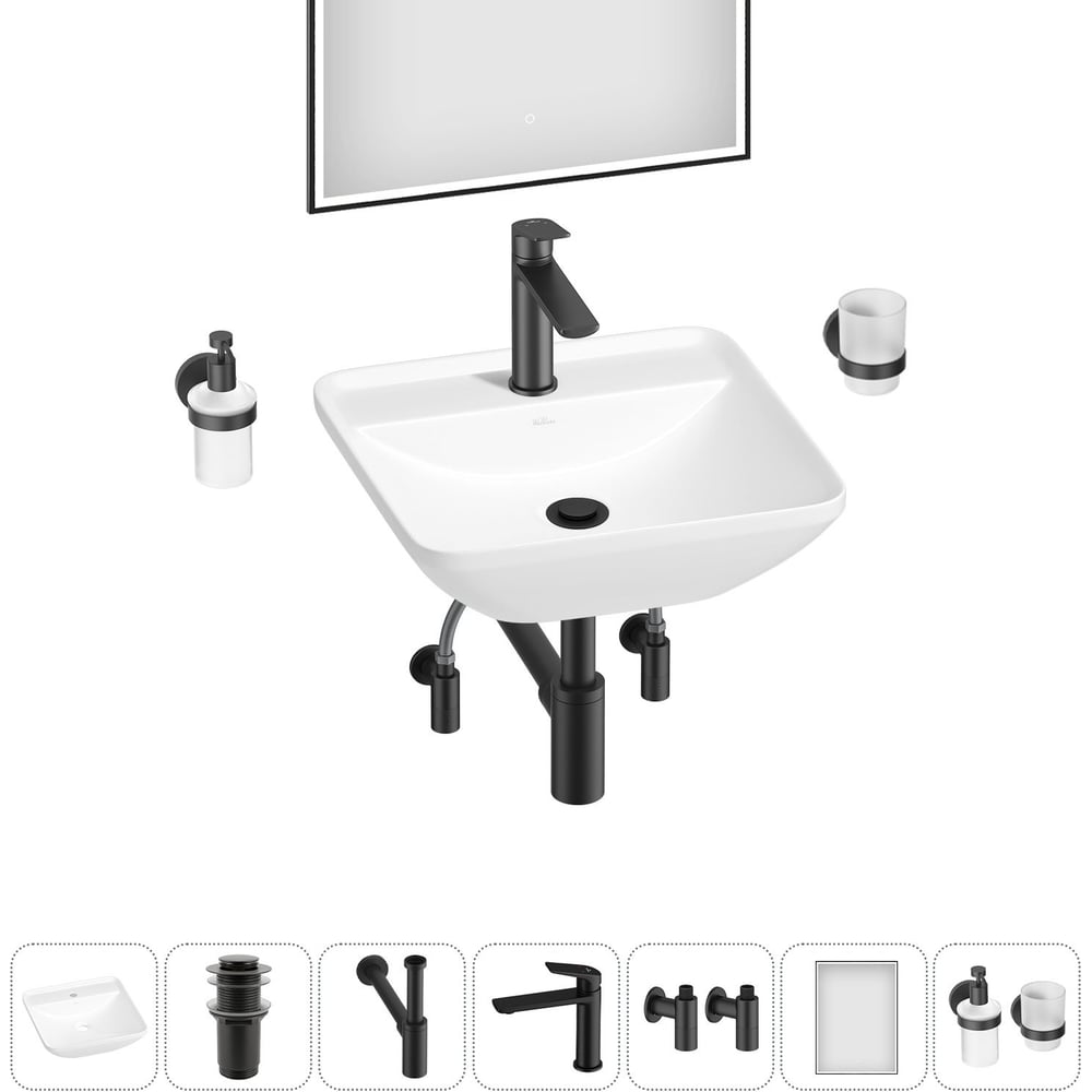 Изображение товара Набор Wellsee 7 в 1 Cute Twin S накладная раковина 43x43 см 20218968R