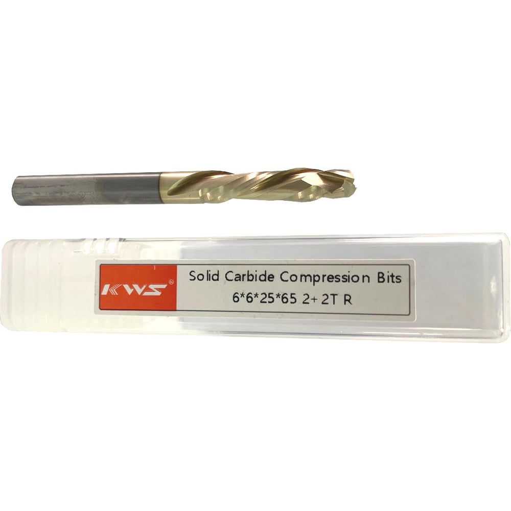 Изображение товара Фреза спиральная двунаправленная KWS 6х6х25х65 Z2+2 Golden Coating RFK1E0014