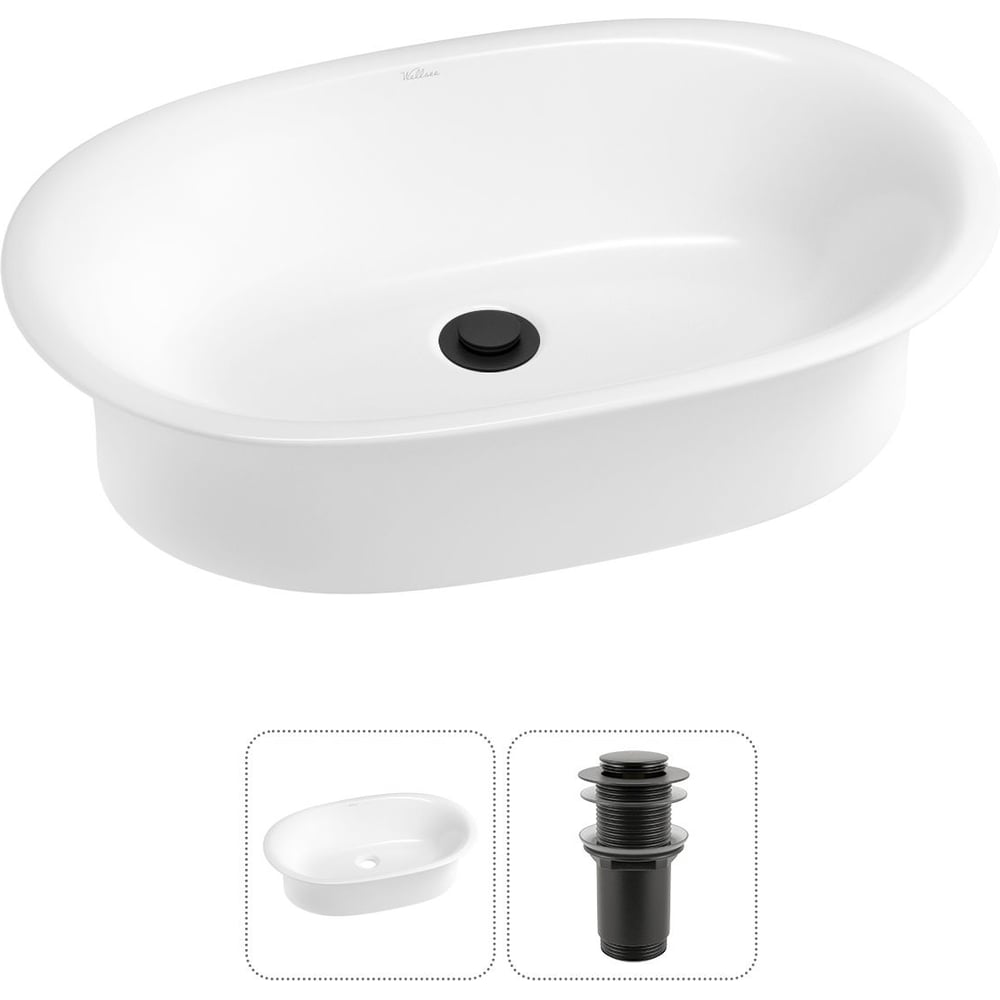 Изображение товара Накладная раковина Wellsee 2 в 1 Faze Moment овальная белая 60x39 см