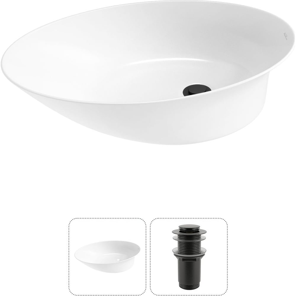 Изображение товара Набор Wellsee 2 в 1 Faze Moment накладная раковина фарфор белый 55x32 см