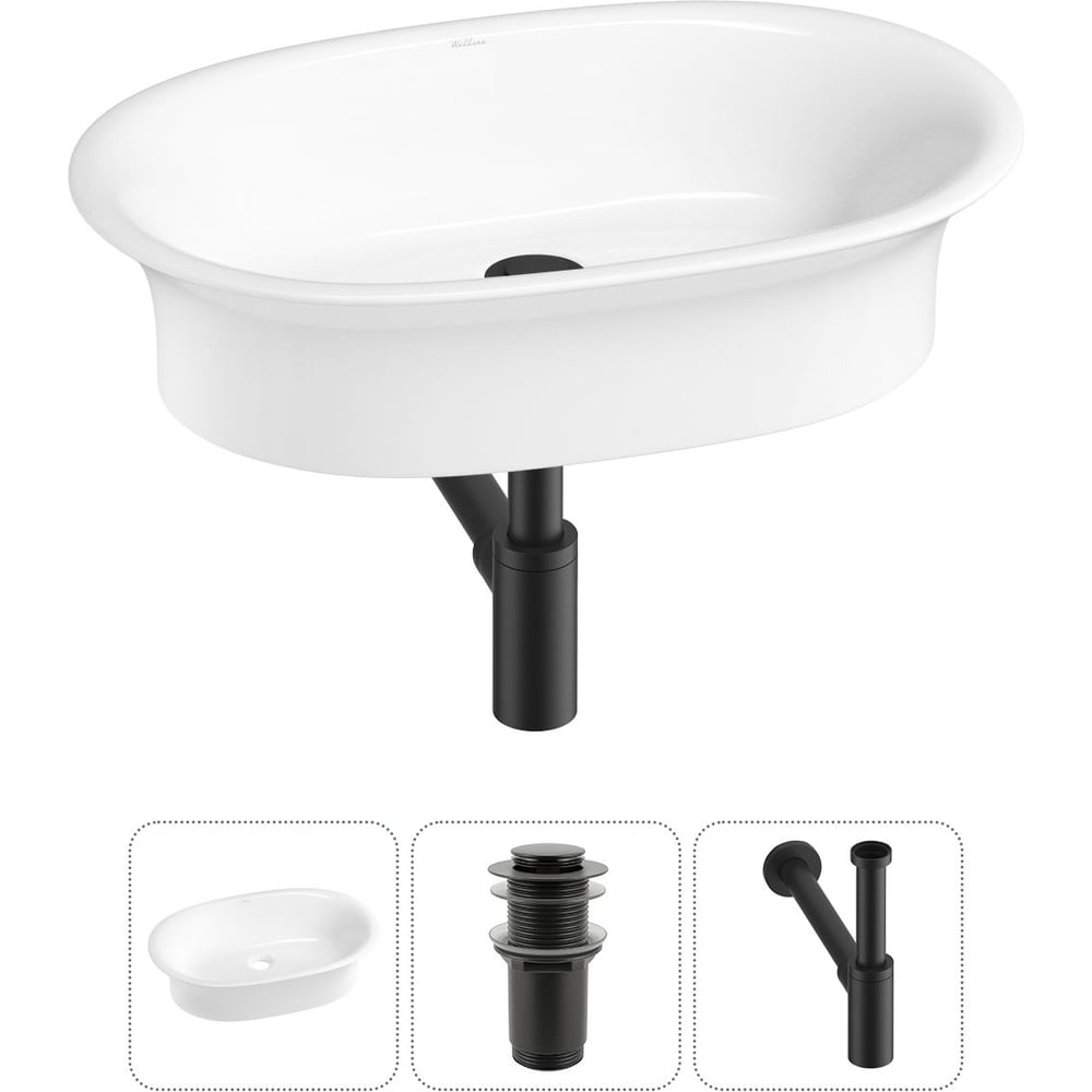 Изображение товара Набор Wellsee 3 в 1 Faze Moment накладная раковина 60x39 см белая