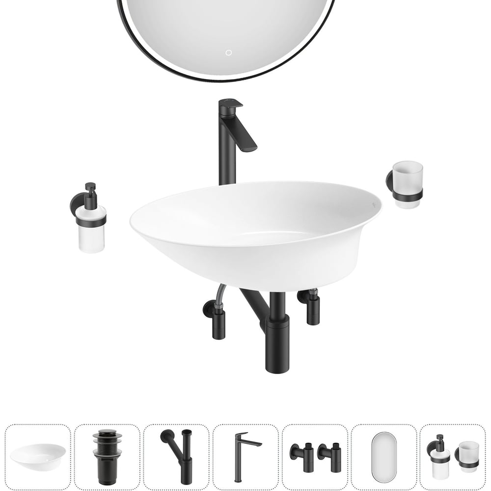 Изображение товара Набор Wellsee 7 в 1 Faze Moment накладная раковина 55x32 см 20218756R