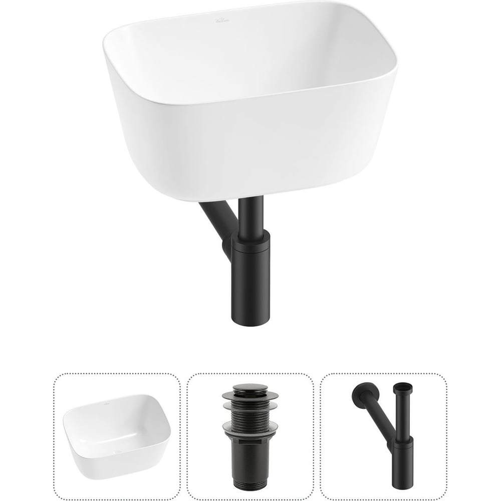 Изображение товара Набор накладной умывальник Wellsee Fontenay Paris 45x33 см с сифоном