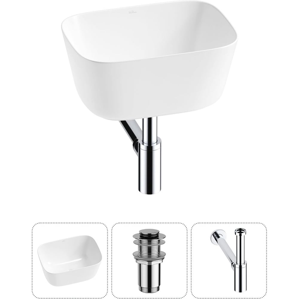 Изображение товара Набор Wellsee 3 в 1 Fontenay Paris накладная раковина 45x33 см белый фарфор