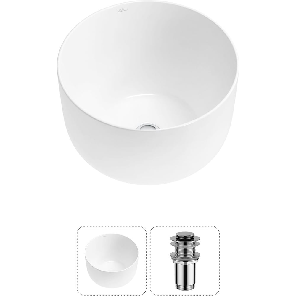 Изображение товара Накладная раковина Wellsee Fontenay Paris 39x39 см глянцевый белый фарфор